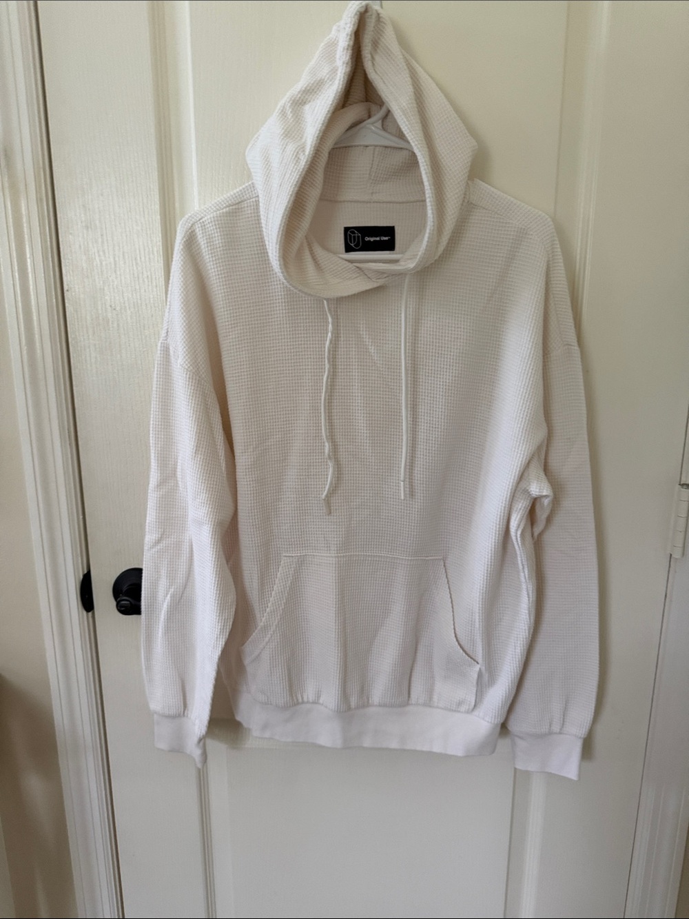 Original Use Cream Waffle-Knit Hooded Pullover